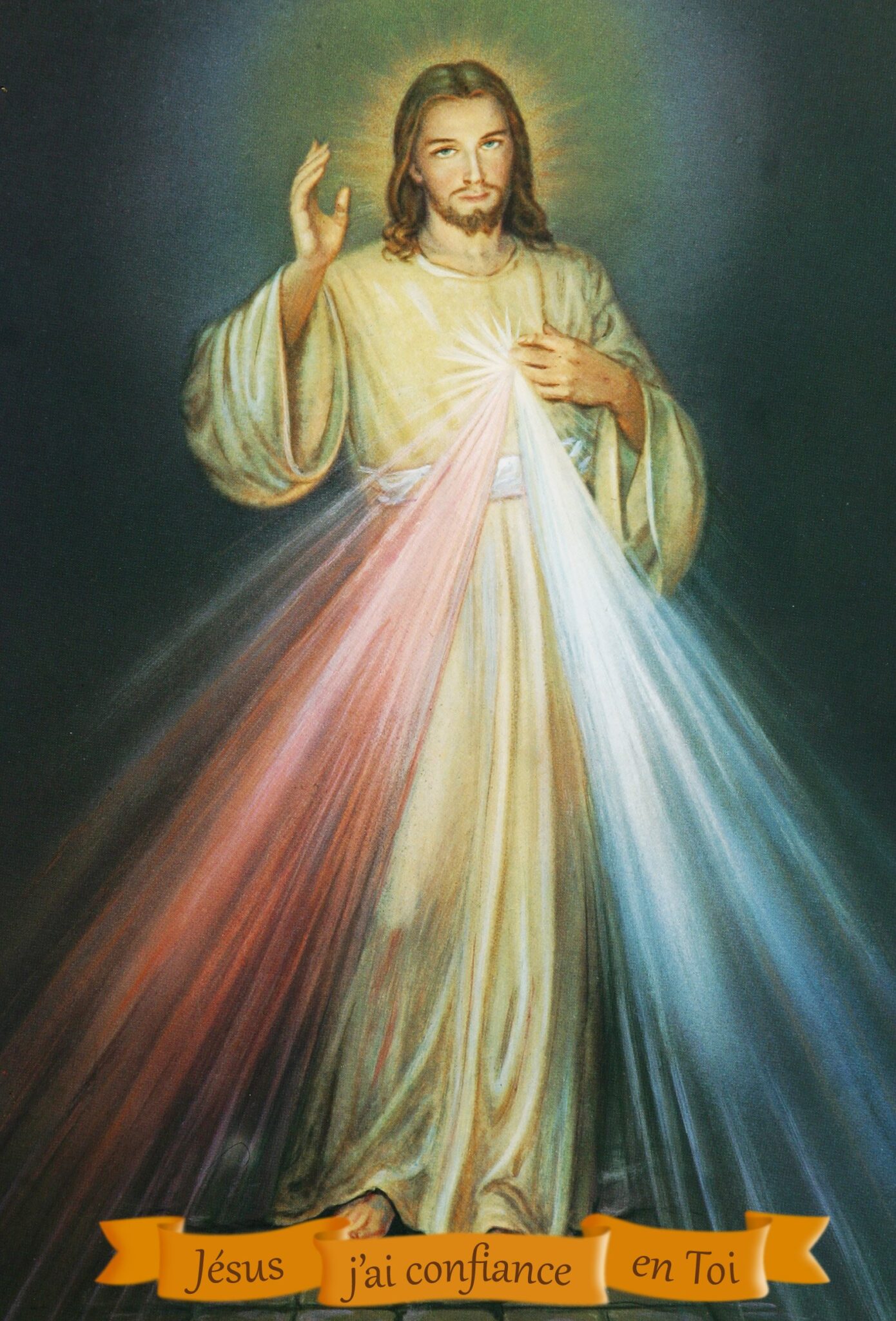 Médaille Jésus Miséricordieux Avec Prière – Carte Imprimée Dorée Et Chaîne, Made In Italy, Idée Cadeau Baptême